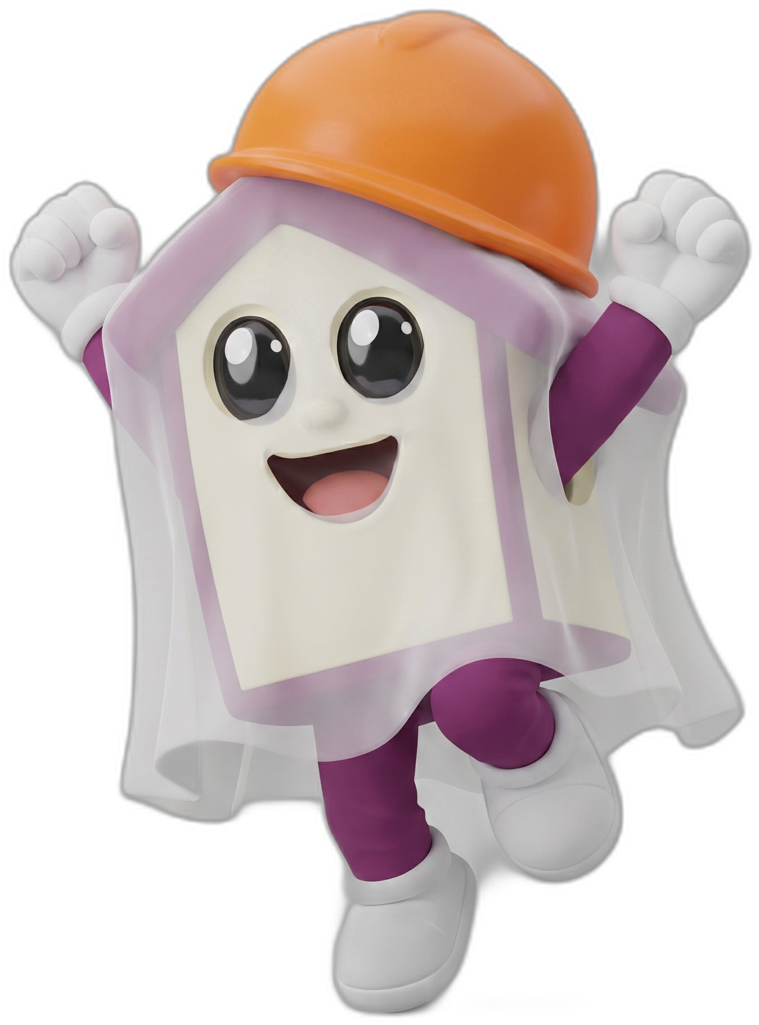 Residencio, la mascota de Señeros, disfrazado de fantasma, corriendo