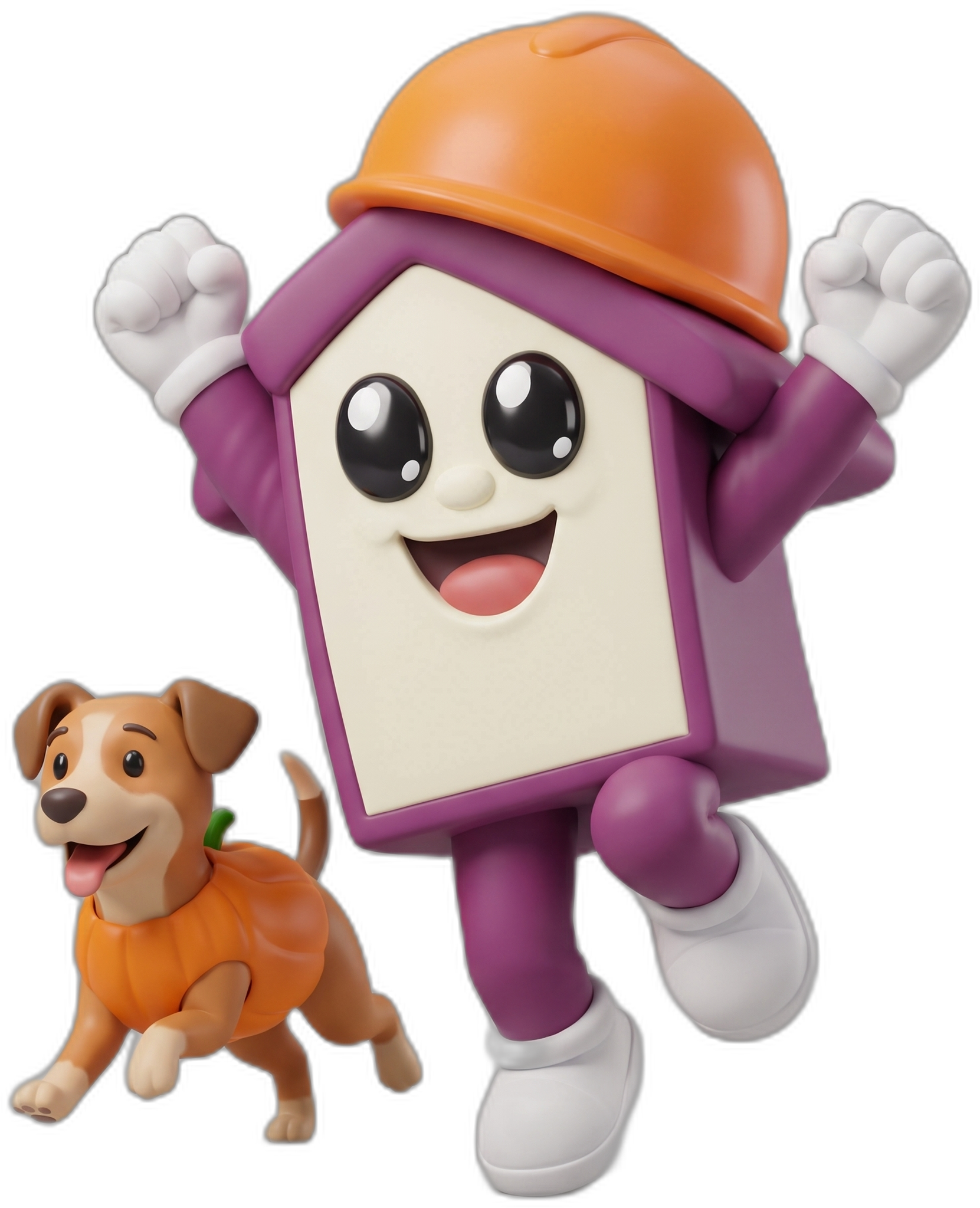 Residencio corriendo junto a un perro disfrazado de calabaza